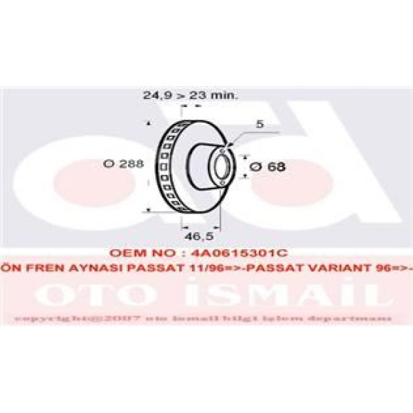 VALEO 197222 Fren Diski Ön Exeo Passat B5 00- / 100 90- A4 A6 97- / Exeo 09- / Superb I 01- Havalı 2