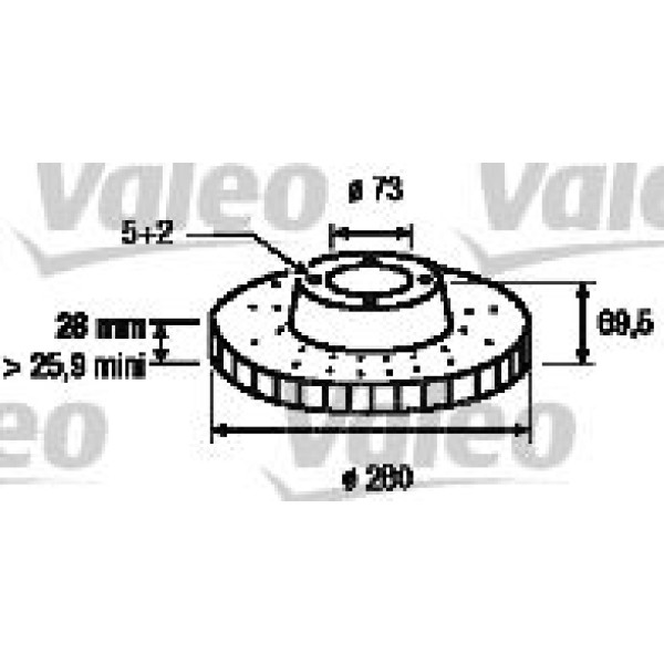 VALEO 197248 Fren Diski Ön 14Q Ducato III 06- / Boxer III 06- / Jumper III 06- Küçük Adet 280X28 5 D 
