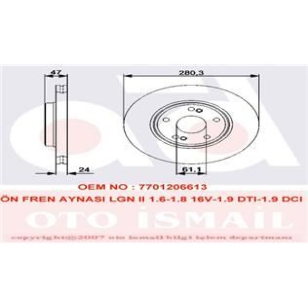 VALEO 197328 Fren Diski Ön Laguna II 01- Havalı 280Mm 5 Bijon 