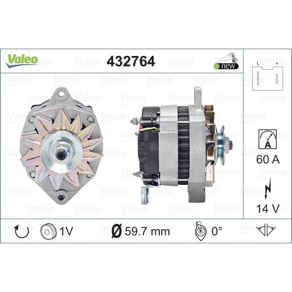 VALEO 432764 Alternatör R19 R21 Kangoo Trafic Master I 1980-