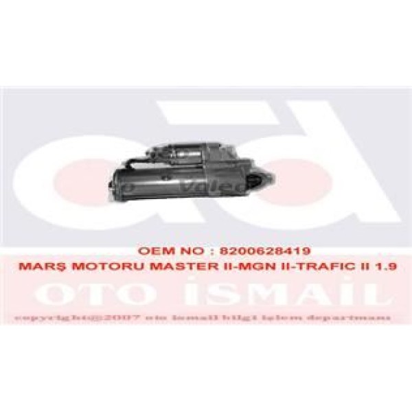 VALEO 438090 Marş Motoru Megane II Trafic II Master II 1.9 DCI 