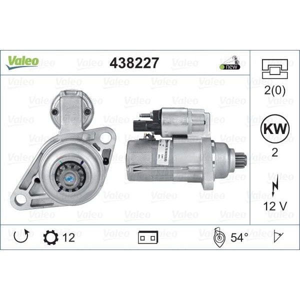 VALEO 438227 Marş Motoru 12V 12 Dıs -Skoda 2.0 