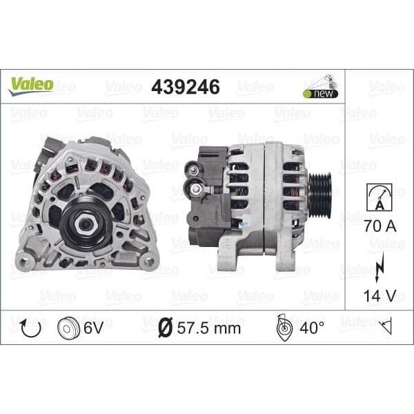 VALEO 439246 Alternatör 12V 70A Berlingo. Partner 1.9D 206 1.4 1.6 