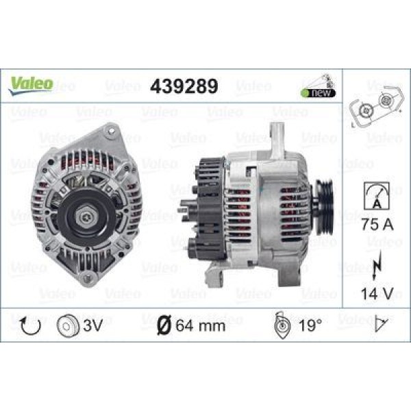 VALEO 439289 Alternatör CLIO Megane I 1.4 1.6 1.4 1.9 Dtı