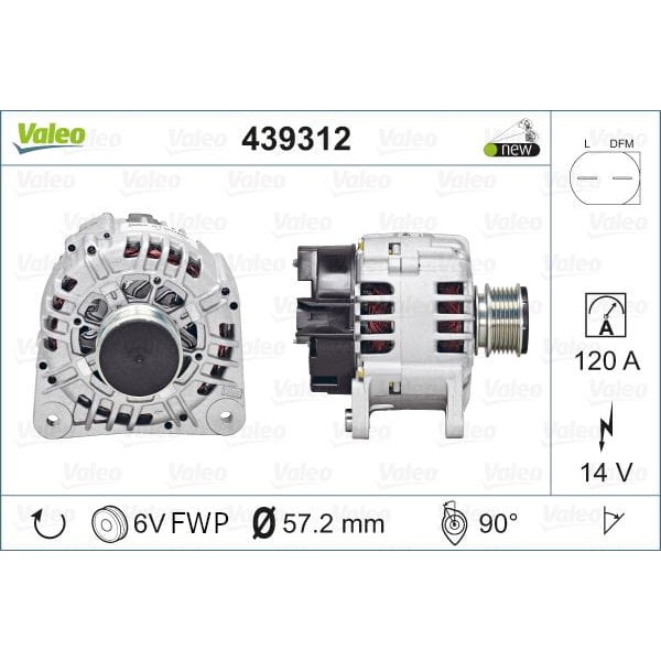 VALEO 439312 Alternatör 120A Bora 98-05 Caddy II 95-04 Golf III IV V 91-09 Passat 90-05 Polo 95-09 -