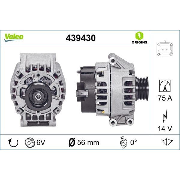 VALEO 439430 Alternatör CLIO Thalia -08 1.4 16V 1.6 16V 1.4 75A 14V