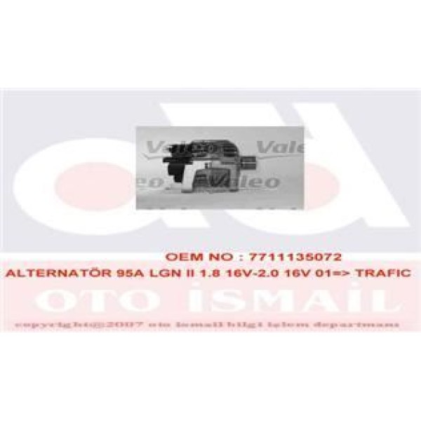 VALEO 439467 Alternatör Laguna II Trafic II 1.8 16V 2.0 16V 