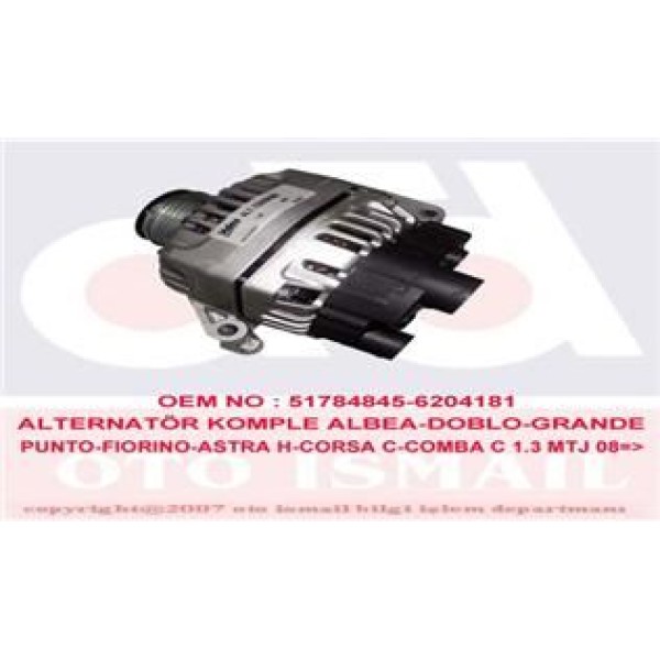 VALEO 439505 Alternatör Doblo Fiorino 75 Hp Idea 75-90 Hp Punto Evo 69-75Hp 100A