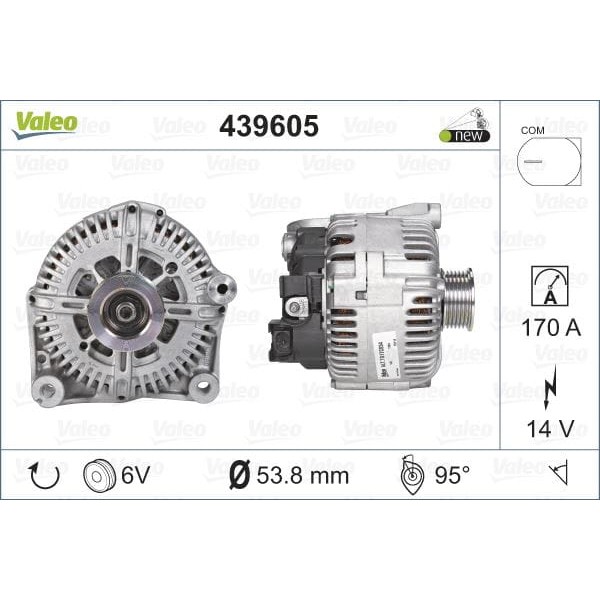 VALEO 439605 Alternatör 170A X5×6 3.0D 12V
