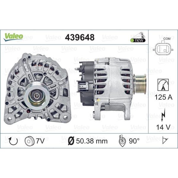 VALEO 439648 Alternatör Scenic III 09- 1.9 DCI Megena III - Grand 120A 