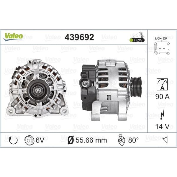 VALEO 439692 Alternatör 307 407 Partner / C4 C5 C8