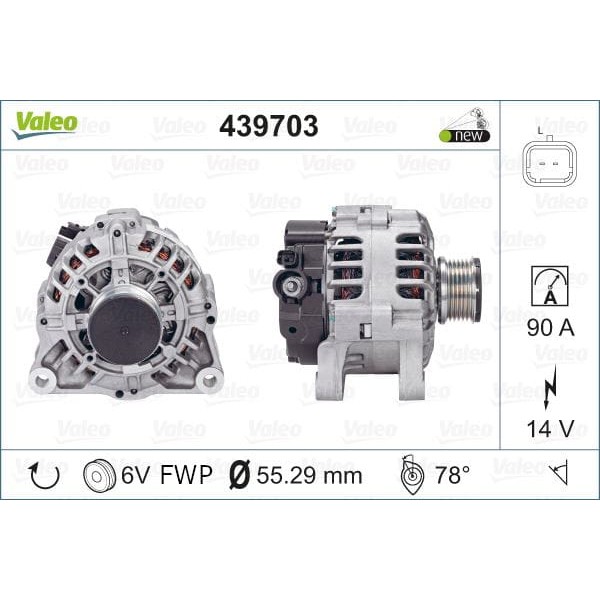 VALEO 439703 Alternatör Bipper 08- / Nemo 1.4 HDI 