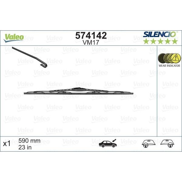 VALEO 574142 Silecek Sılencıo 60 Cm X1 Vm17 Mercedes W201 W202 W124 Swf 116135