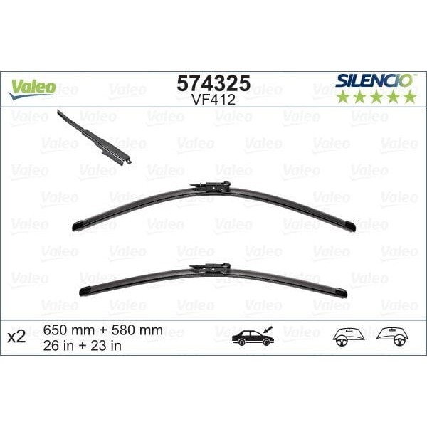VALEO 574325 Silecek Sılencıo 65 - 58×2 Flatblade Muz Tipi Mercedes Vm412 Mr W169 04-12 W245 05-11 B