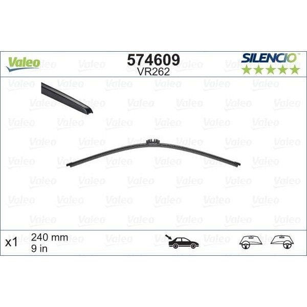 VALEO 574609 Silecek Süpürgesi Arka CLIO IV Flat Blade X1 240Mm