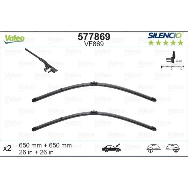VALEO 577869 Silencio Vf869×2 650 650Mm Ön Mercedes S Silencio X-Trm Flat Blade Muz Tipi Silecek Bin