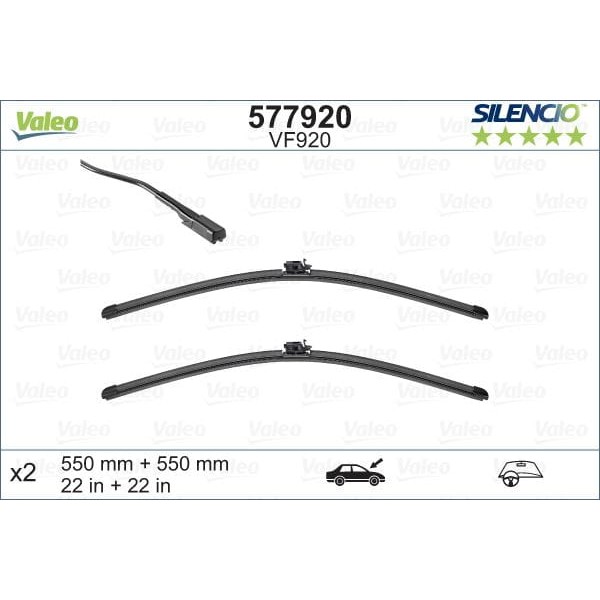 VALEO 577920 Silencio Vf920×2 550 550Mm Ön Mercedes C-B Silencio X-Trm Flat Blade Muz Tipi Silecek B 