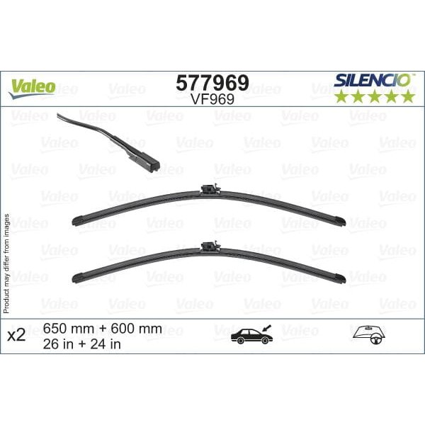 VALEO 577969 Silencio Vf969×2 650 600Mm Ön Sprinter Silencio X-Trm Flat Blade Muz Tipi Silecek Binek 
