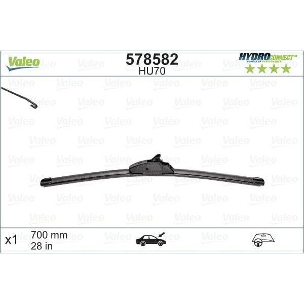 VALEO 578582 Silecek Süpürgesi 70Cm X1 Muz Tipi Hydroconnect Upgrade Klasık Tıpten Flat Blade Geçı?