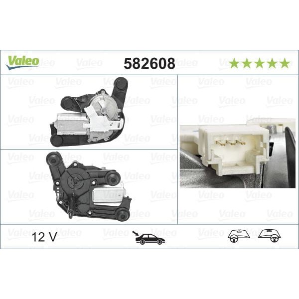 VALEO 582608 Silecek Motoru (Arka) Citroen C4. C4 Entreprise (09/10-). Ds4 (04/11-). Ds5. Ds5 Hybrid 