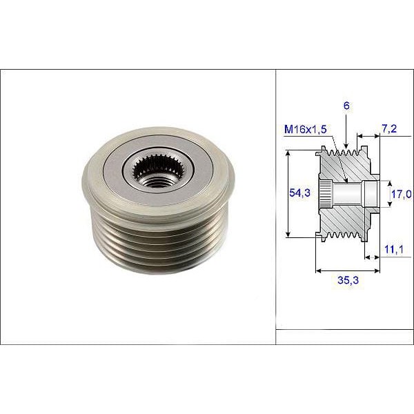 VALEO 588015 Alternatör Kasnağı Scudo Ducato / 206 406 Partner / Berlingo / Vivaro / Fiesta Fusion 1 