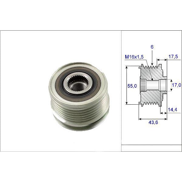 VALEO 588023 Alternatör Kasnağı CLIO II Kangoo Megane Laguna I Scenic / Logan Sandero 1.4 1.6 1.6 16