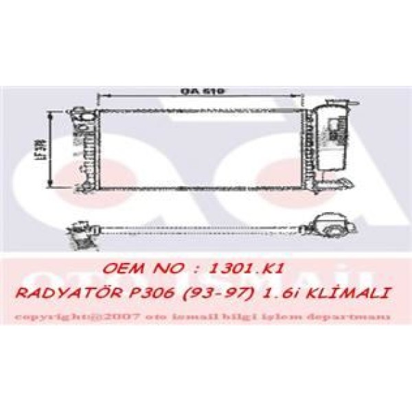 VALEO 730630 Su Radyatörü 306 93- 1.6 8V Tu5Jp 1.8 Xu7Jp4 Ac / Xsara 97-