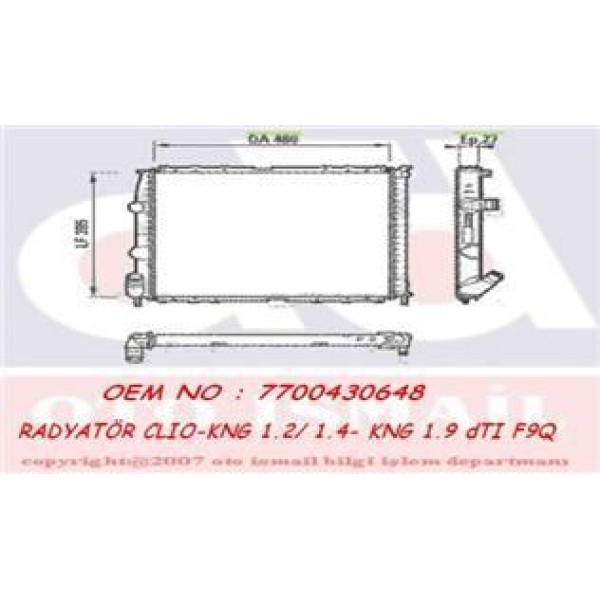 VALEO 732387 Su Radyatörü Kangoo I 98- 1.4 8V Ac