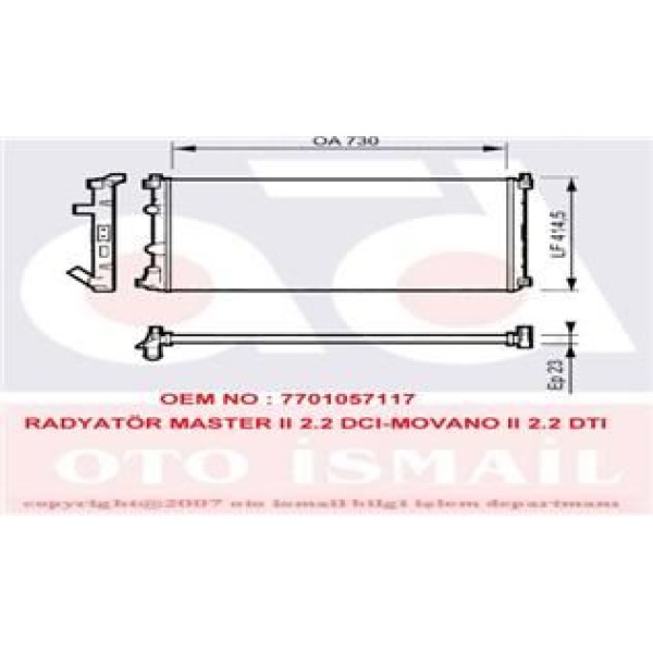 VALEO 732917 Su Radyatörü Master II 98- 2.5 DCI / Movano A 03- 2.5 Dtı