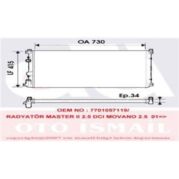 VALEO 732918 Su Radyatörü Master II 98- 2.5 DCI / Movano A 03- 2.5 Dtı
