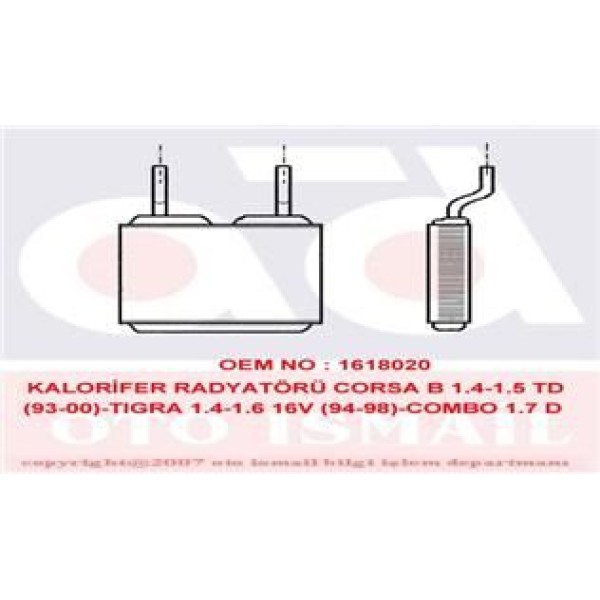 VALEO 812149 Kalorifer Radyatörü Corsa B 93-00 Corsa B 97-00 Combo 93-00 Tigra A 94- / Celta 07- Prı