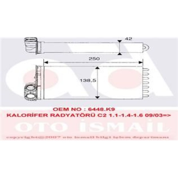 VALEO 812234 Kalorifer Radyatörü 1007 05- / C2 02- C3 I 02- C3 Plurıel 03- 