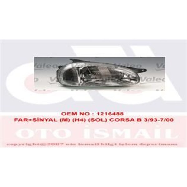 VALEO 85132 Far Sol - Sinyal Corsa B 93- Manuel H4