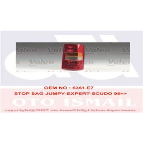 VALEO 85781 Stop Lambası Sağ Scudo 95- / Expert 95- / Jumpy 95- Sisli