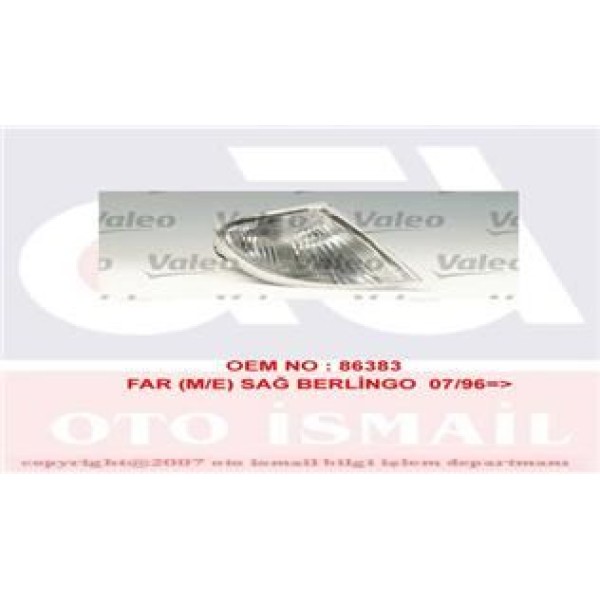 VALEO 86383 Sinyal Lambası Sol Partner 96- / Berlingo 96-