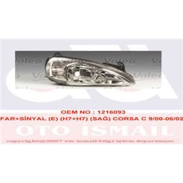 VALEO 87934 Far Sağ - Sinyal Corsa C 00- Elektrikli H7-H7