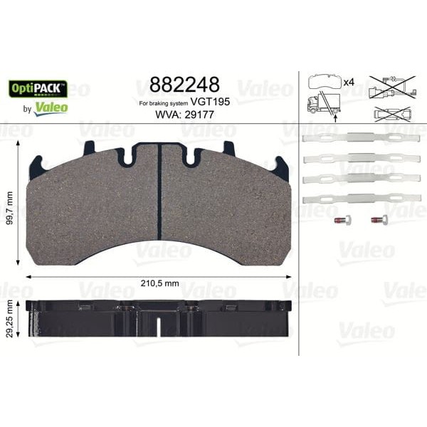 VALEO 882248 Disk Fren Balatası (Optıpack) Renault Premium II (Sensörsüz) 