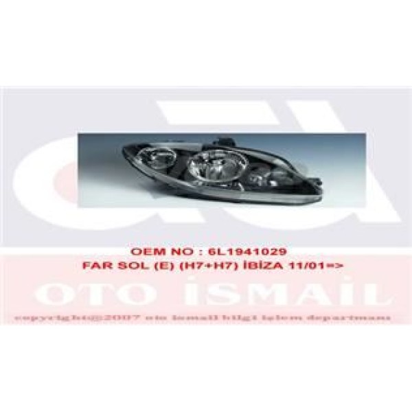 VALEO 88229 Far Sol - Sinyal Cordoba 02-06 Ibiza 01-06 Elektrikli H7-H3 