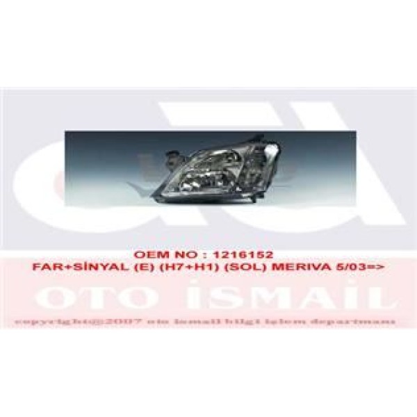 VALEO 88511 Far Sol - Sinyal Merıva 03- Elektrikli H7-H1