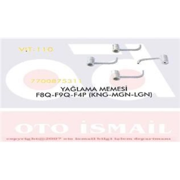 VITESSE 110 Yağlama Memesi Sağ Kangoo Megane Laguna 1.9D F8Q F9Q F4P