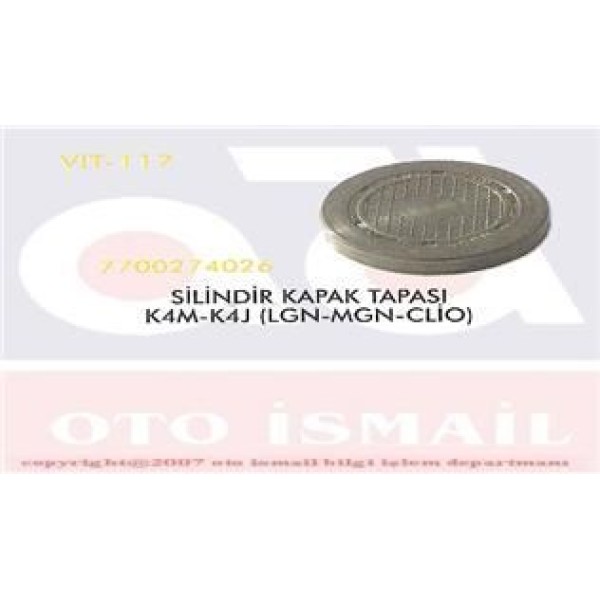 VITESSE 117 Silindir Kapak Tapası CLIO Kangoo Megane Laguna Fluence / Duster 1.4 16V K4J 1.6 16V K4M