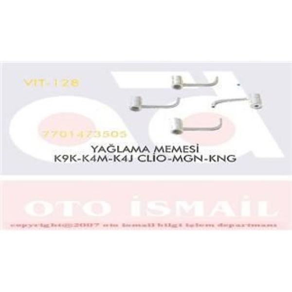 VITESSE 128L Yağlama Memesi Sol CLIO Kangoo Megane 1.5 DCI K9K 1.4 16V K4M K4J