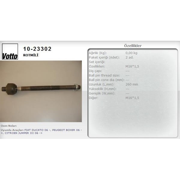 VOTTO 10-23302 Rot Mili Ducato / Boxer / Jumper 06-