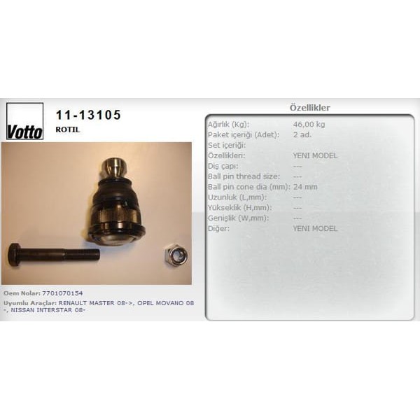 VOTTO 11-13105 Rotil Alt Master II / Movano A / Interstar 24Mm