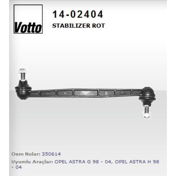 VOTTO 14-2404 Stabilizer Z Rotu Astra G 98-04 Astra H 04- Zafira 98- 