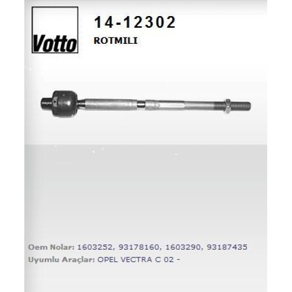 VOTTO 14-12302 Rot Mili Vectra C Gts Sıgnum 3.0 CTDI 3.2 V6 1.9 