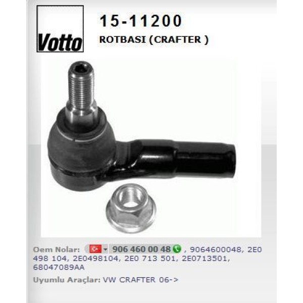 VOTTO 15-11200 Rot Başı Sol Sağ Crafter 06- / Sprinter 06-