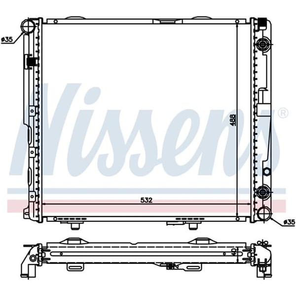 WISCO 1245009803 Su Radyatörü Brazıng At 532X488X32 Mm Mercedes 200D. 300