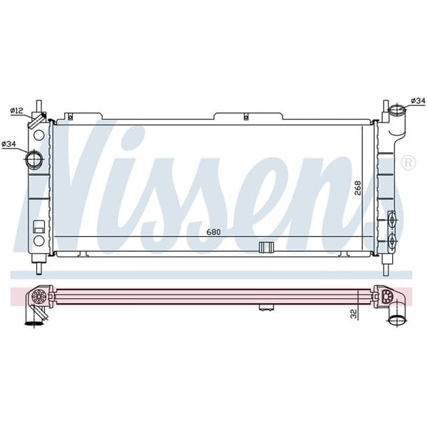 WISCO 1300152 Su Radyatörü Brazıng Mt 680X262X16 Mm Opel Corsa B. Tigra 1.4. 1.6 93-