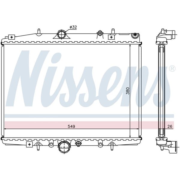 WISCO 1330.63 Su Radyatörü Brazıng Mt 380X538X22 Mm Peugeot 406-607 00-